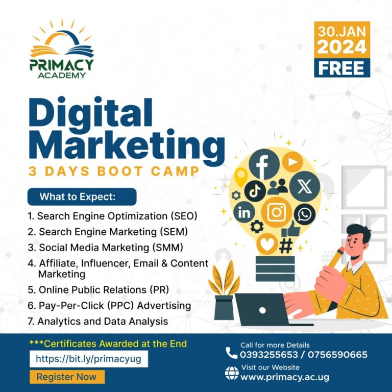 FREE 3-Day Digital Marketing Boot Camp at Primacy Academy – Unlock the Secrets of Online Success!